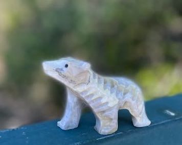 Gray Bear Figurine Outdoors