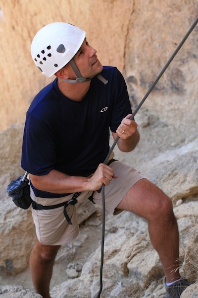 peter belaying during a rock climbing escapade