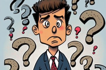 a confused businessman surrounded by question marks... don't ask why!