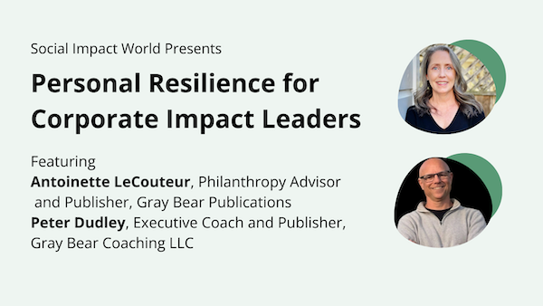 Tile advertising Social Impact World's webinar I'll be doing on personal resilience