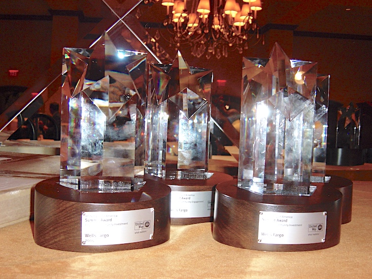 Four Summit Award trophies from United Way of America.